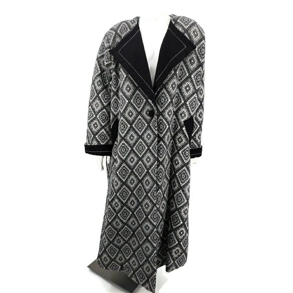 NWT Vintage 80s FIXSUN USA Wool Coat One Size Black Grey Southwest Duster